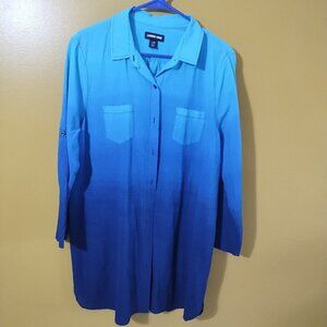 VTG 90s Lands' End Cotton Long Sleeve Button Up Shirt L Classic Coastal Beachy